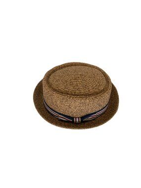 Epoch Straw Boater Hat With Striped Ribbon Band